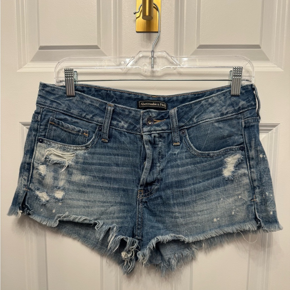 Abercrombie & Fitch Distressed Blue Denim Jean Shorts